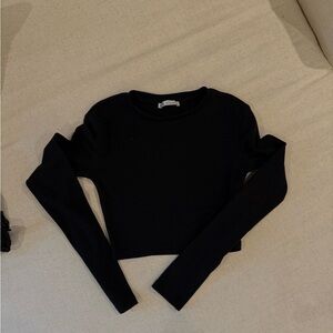 Zara Black Long Sleeve Crop Top